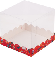 Коробка под торт с прозрачным куполом ВОЛНА 150х150х140 (Щелкунчик)