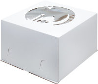 Коробка для торта с окошком, тематическая, 300х300х190 мм (белая) Х-Э НОВИНКА