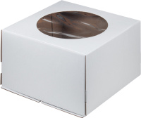 коробка для торта гофрокартон с окном белая 300х300х190, 280х280х180, 260х260х180, 240х240х180, 240х240х120