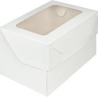 Коробка под капкейки с прямоугольным окном 160х100х100 мм (2) (белая) нов.ложемент